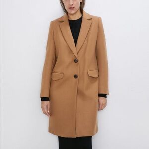 Zara brown wool blend coat